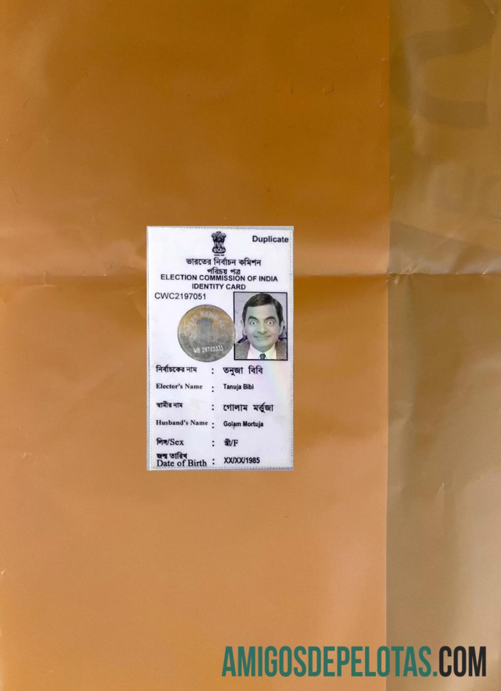 India bilhete de identidade olhar de foto frente modelo